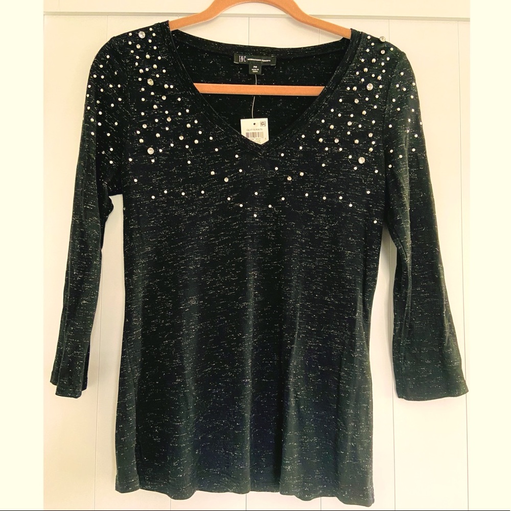 INC Embellished V-Neck Top NWT - S